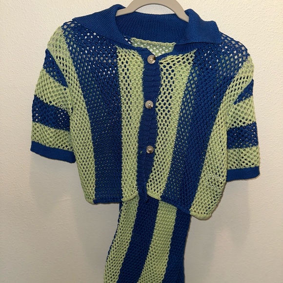 Two Tone Hollow Out Cover Up Beach Set! Top/ PANTS / SHEIN BEACHWEAR - Picture 8 of 8